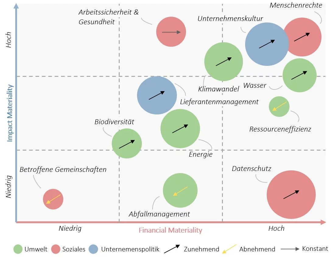 Abbildung: Matrix-Darstellung der Ergebnisse einer doppelten Wesentlichkeitsanalyse